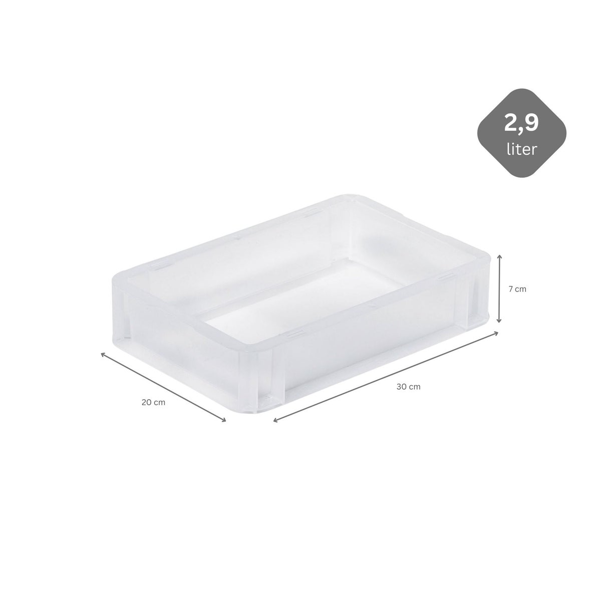 PROREGAL Transparante Eurobox BasicLine Met Gesloten Handvat HxBxD 7 x 20 x 30 cm 2,9 Liter Eurobox Transportbox Transportcontainer Stapelbak