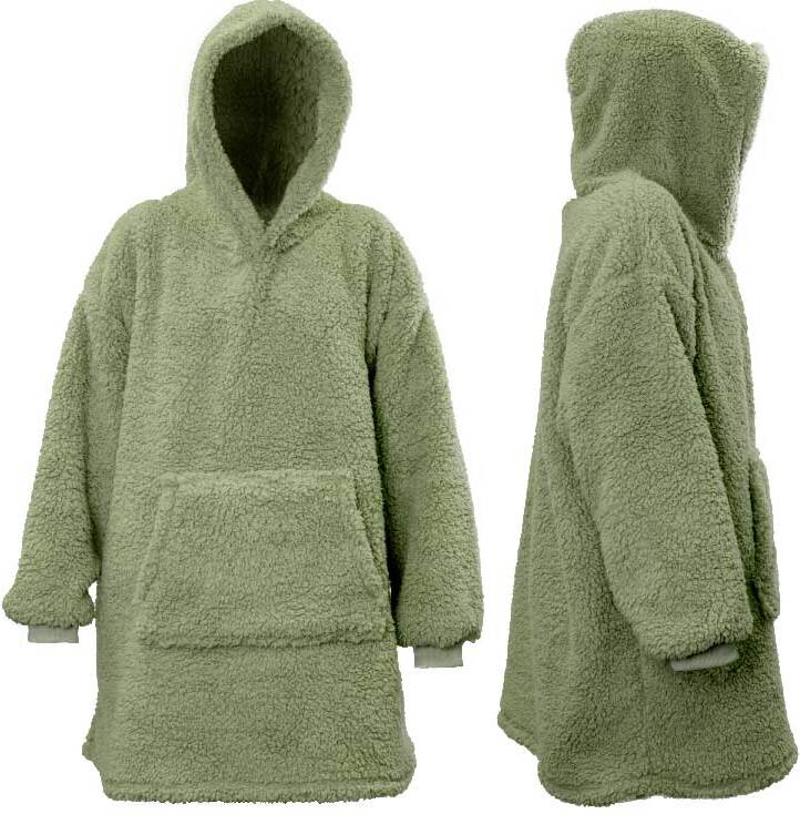 Unique living hoodie Teddy groen oversized onesize