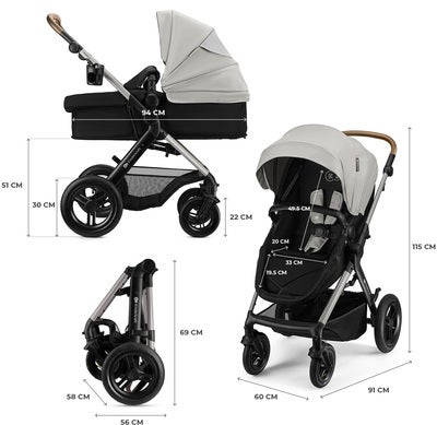 Kinderkraft MOOV 2 XL Air Kombivogn, Moonlight Grey
