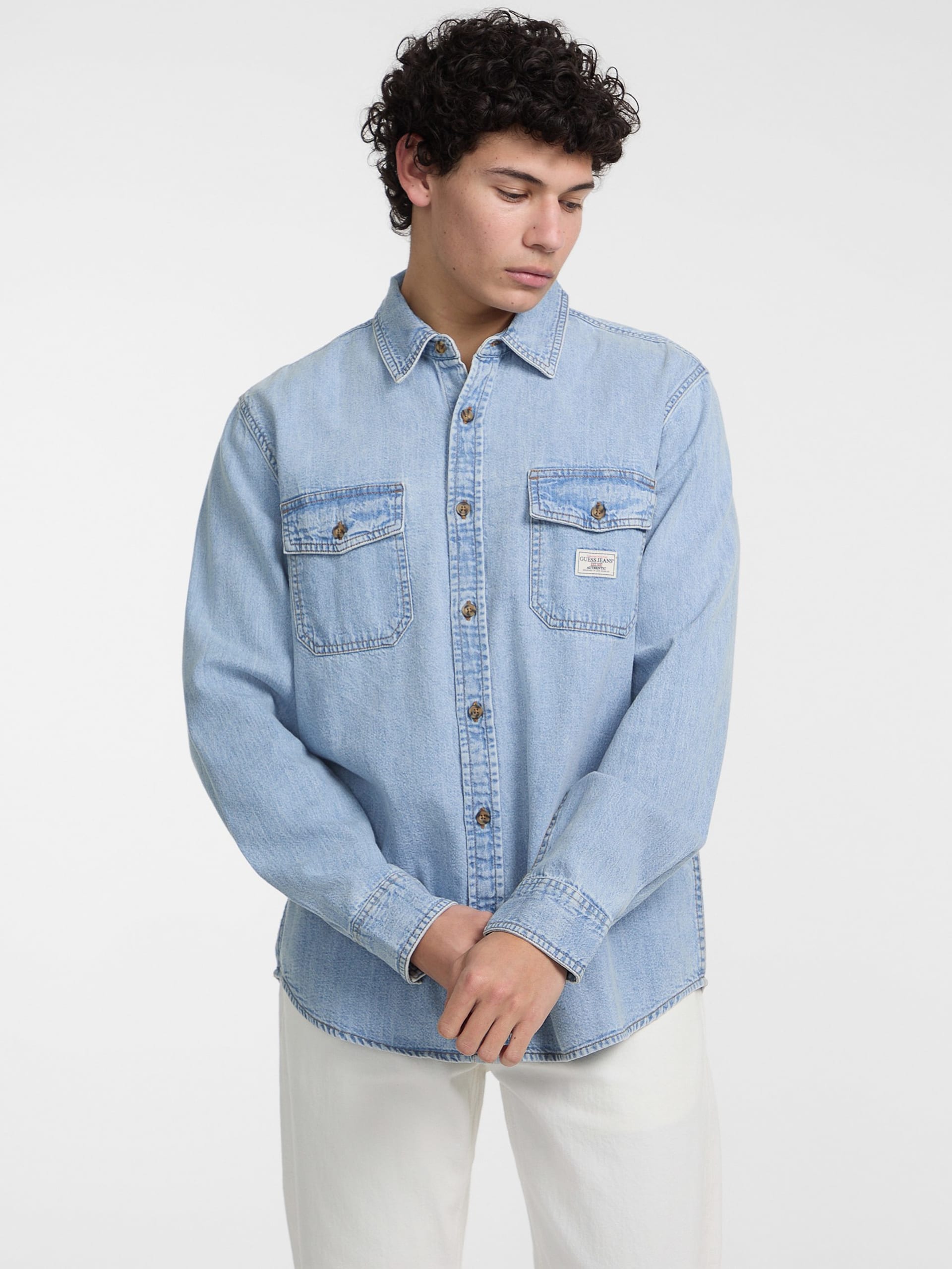 Camisa jeans de manga comprida