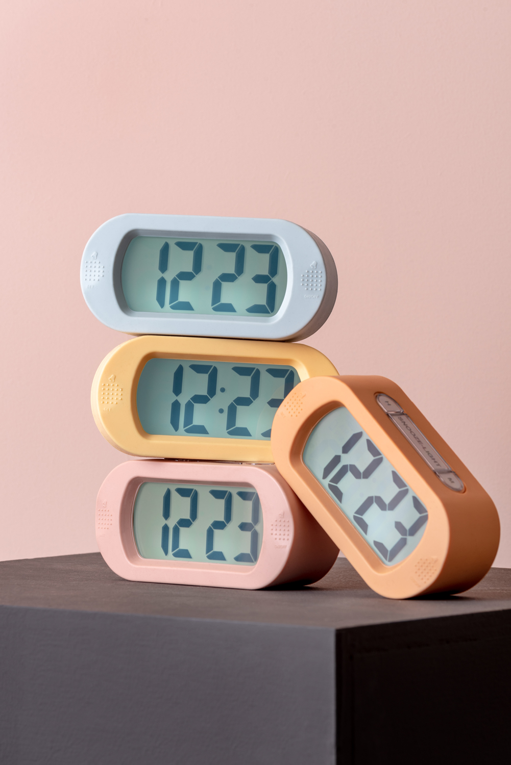 Alarm clock Gummy rubberized soft blue