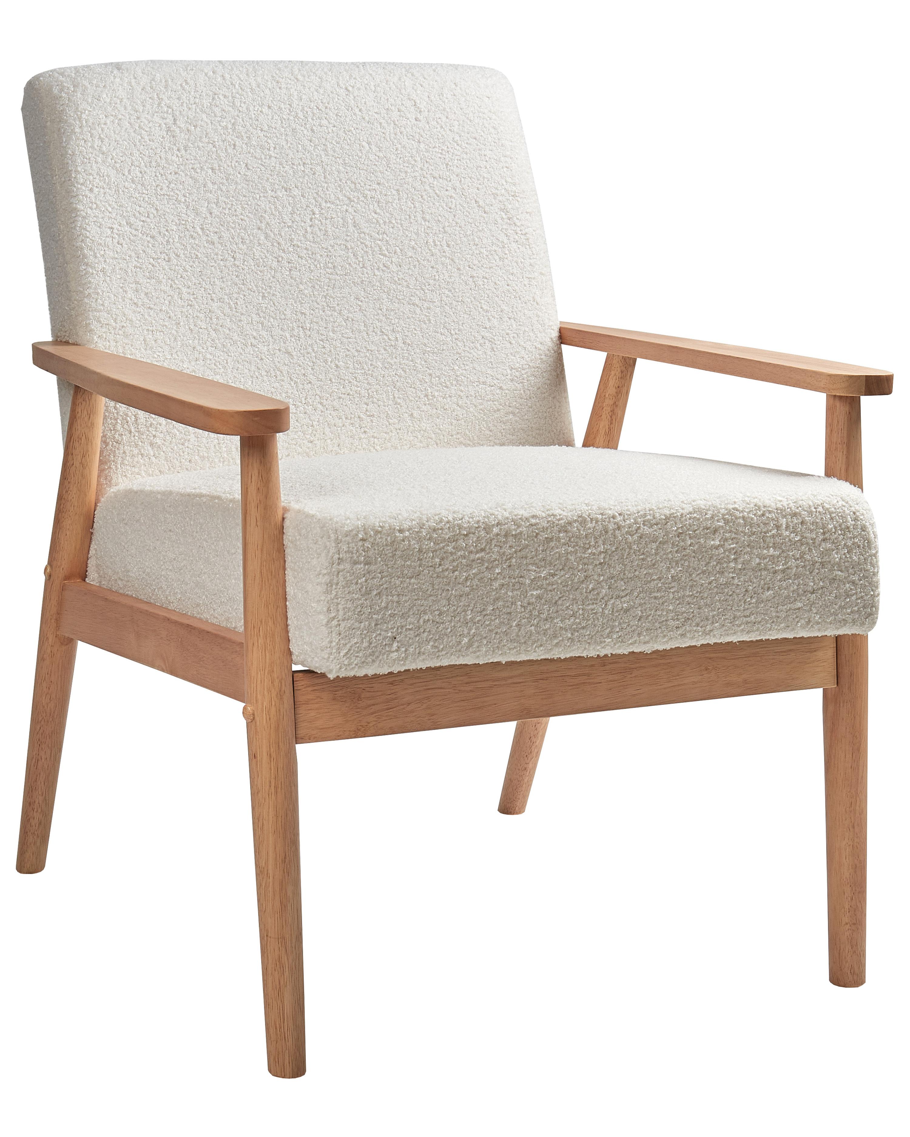 Fauteuil ESRUM Bouclé Lichtbruin/wit