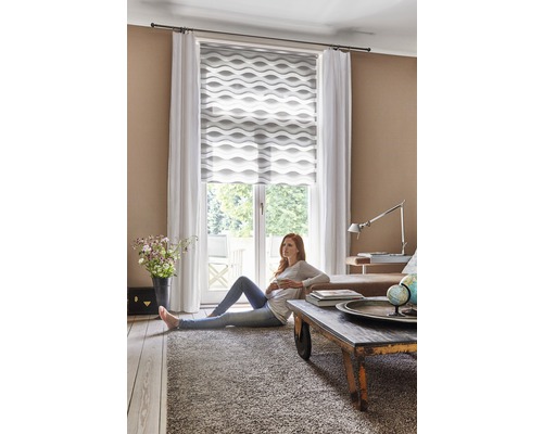 Lichtblick dubbel rolgordijn, zonder boren, grijs, 45x150 cm, inclusief klembeugels