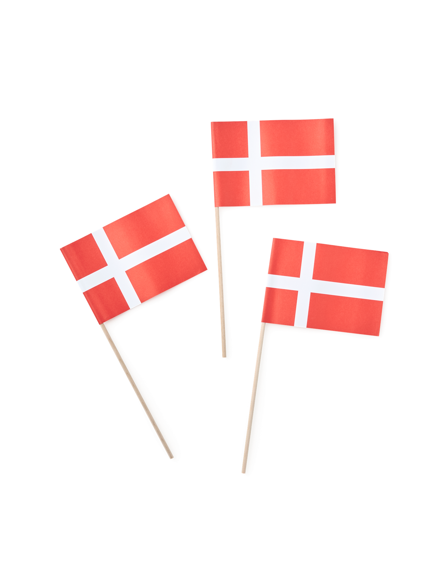 Dannebrogsflag | Papir/træ. A6. 6 stk. | Red, White