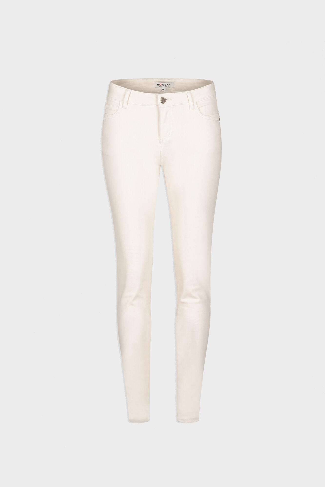 Calça skinny vaquero de cintura baixa - Marfim