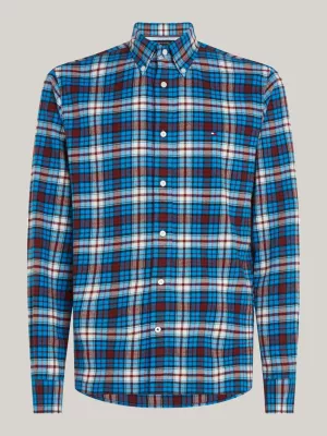 Camisa Tommy Tartan Escovada de Corte Regular