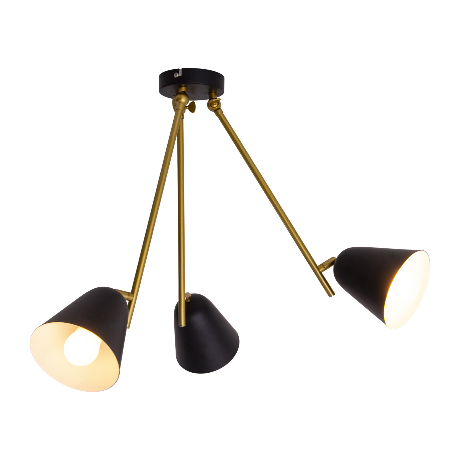 Deckenleuchte - schwarz-goldfarben - 50 cm - 3-flammig