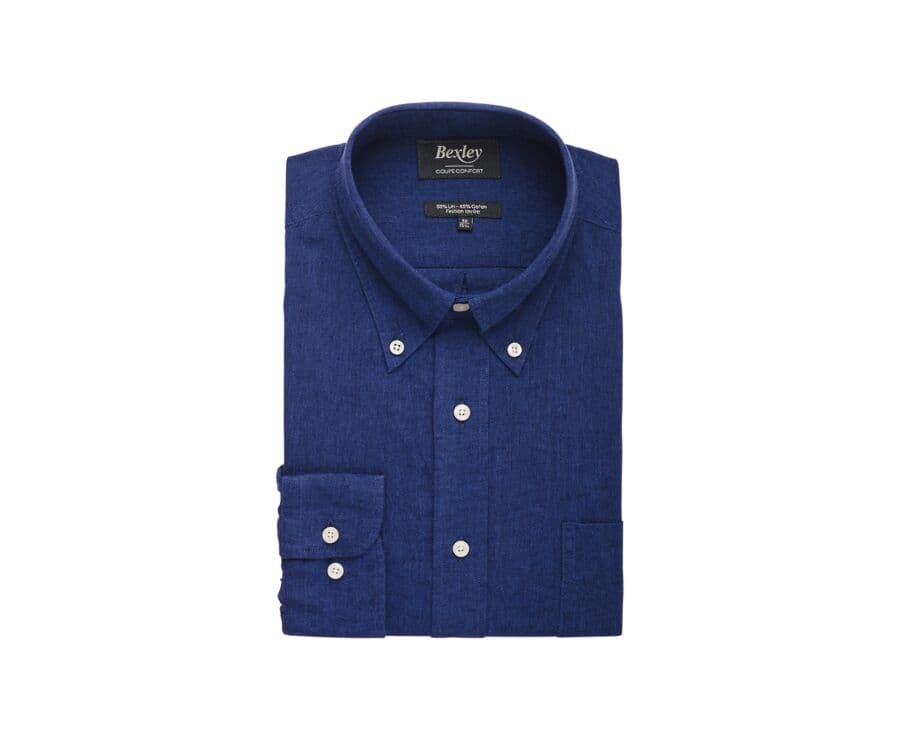 Chemise manches longues coton et lin Chambray Ecru - COLTEN
