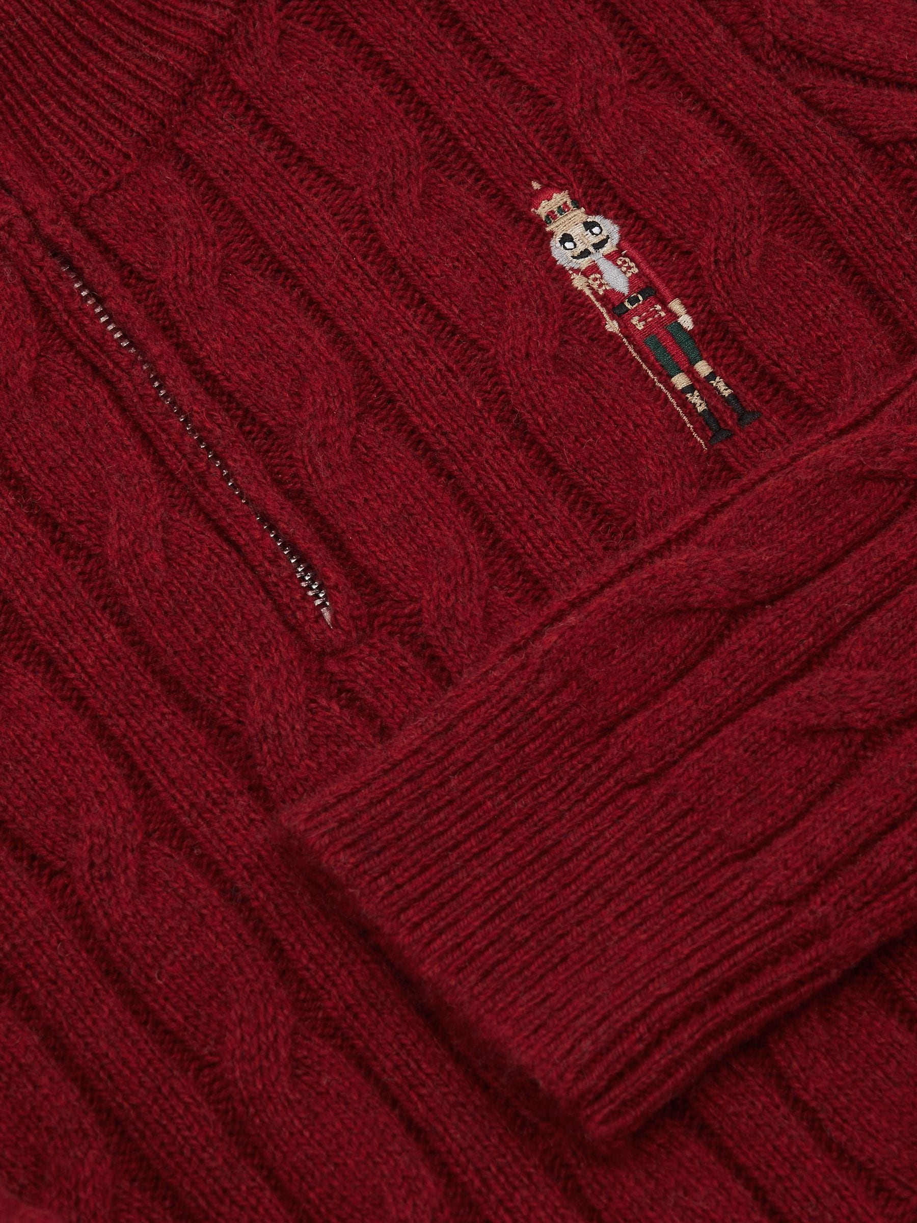 Donkerrood - Reiss Nollaig Wool-Blend Half-Zip Nutcracker Jumper