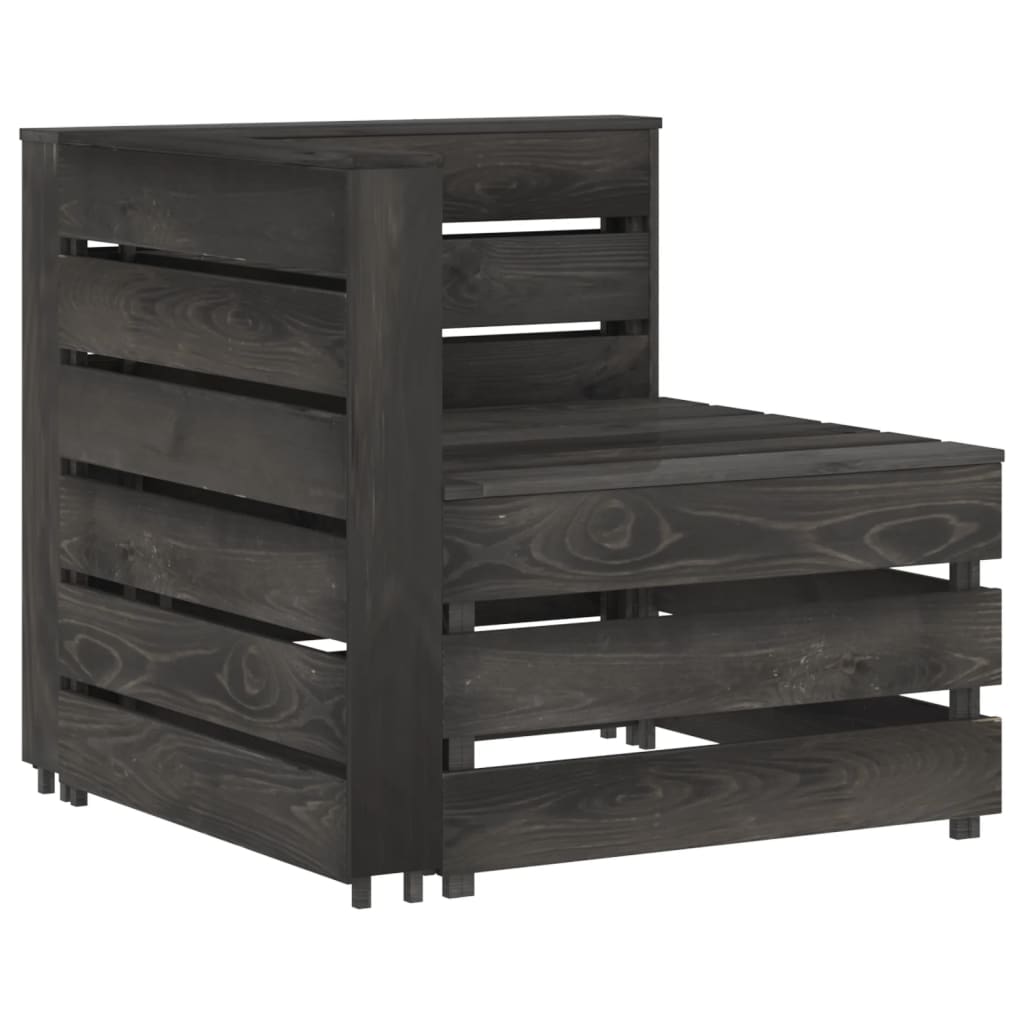 Salon de jardin meuble d'extérieur ensemble de mobilier 10 pièces bois de pin imprégné de gris