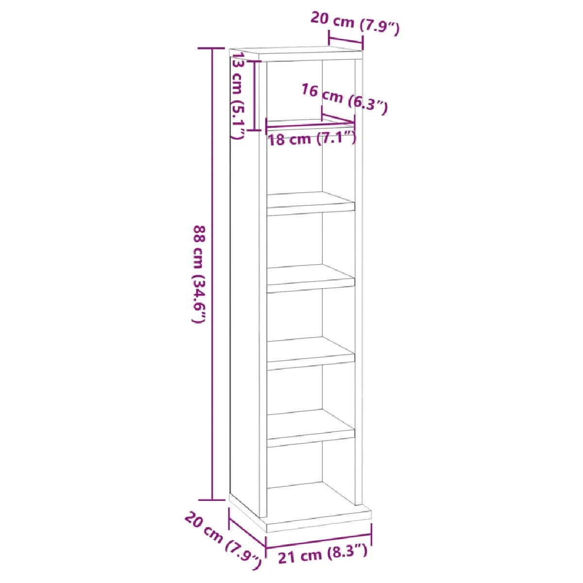 vidaxl Armoire à CD - Chêne fumé