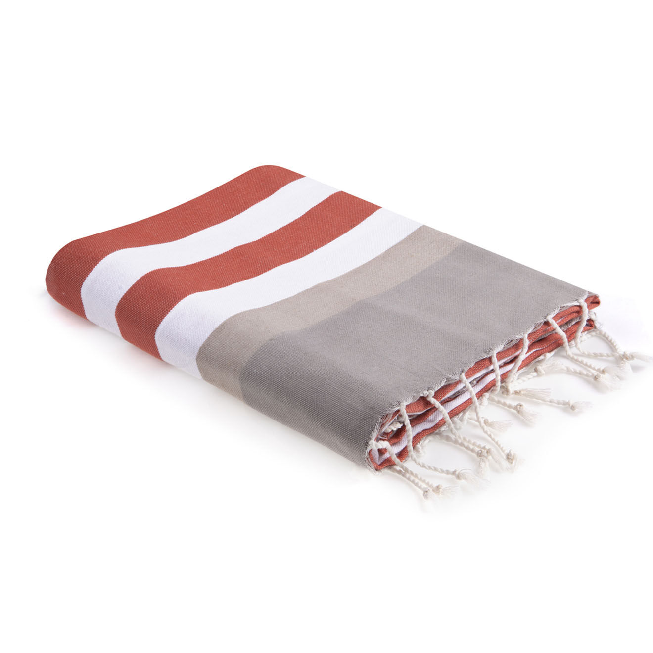 Febronie Fouta Arcachon terracotta/blanc/taupe clair/gris perle - 100x200 cm