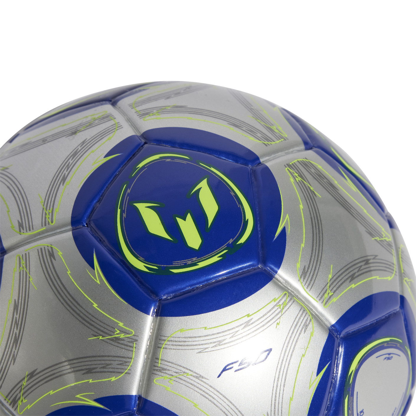 Adidas Messi Mini Voetbal Maat 1 Zilver Donkerblauw Geel