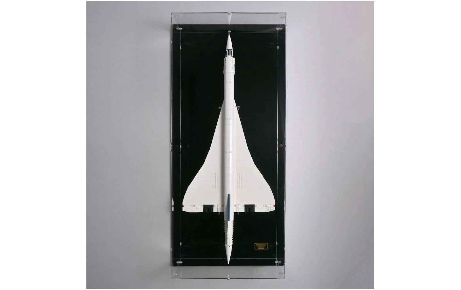 Baukasten Acryl-Wand-Display für LEGO 10318 Concorde<br>Acry-Display-Box mit schwarzem Boden