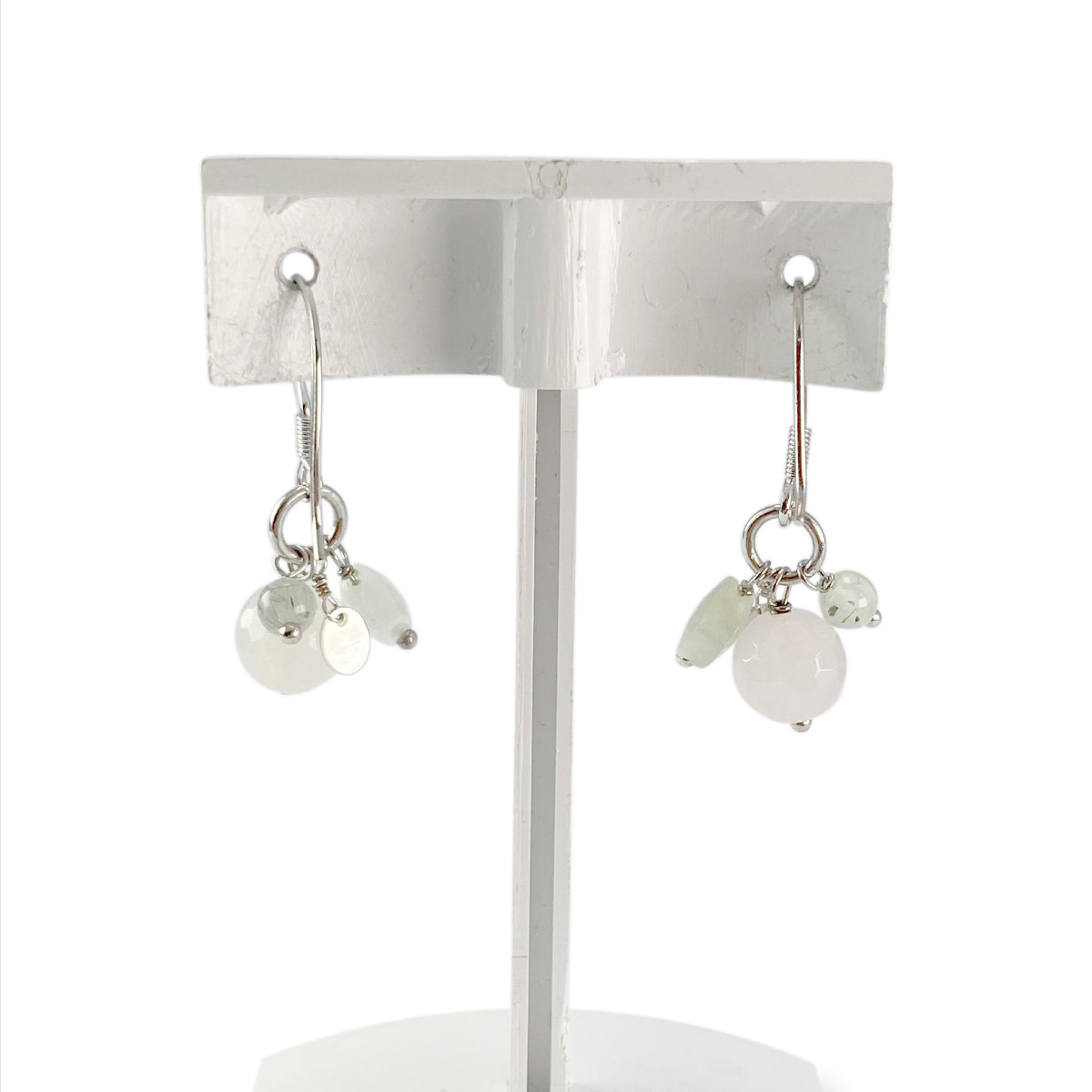 Boucles d'oreilles d'occasion argent 925 quartz préhnite
