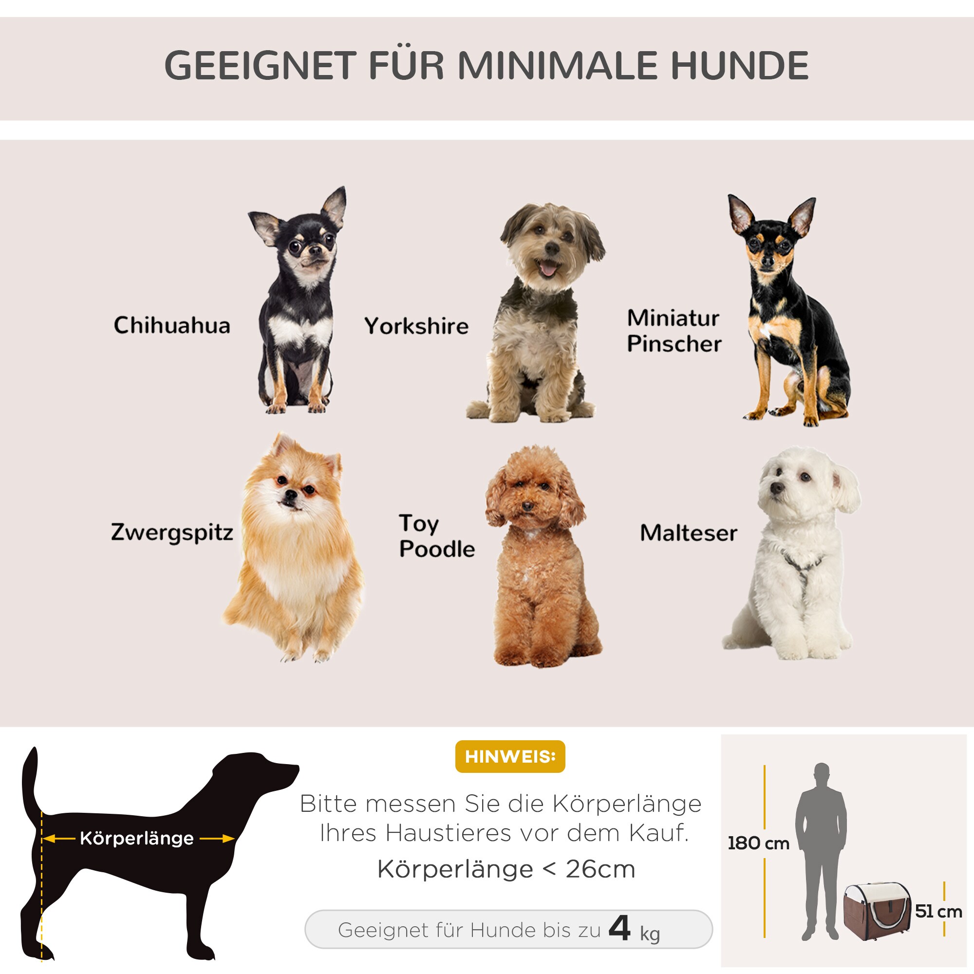 PawHut Hundetransportbox in Größe M M: 61 x 46 x 51 cm (LxBxH)