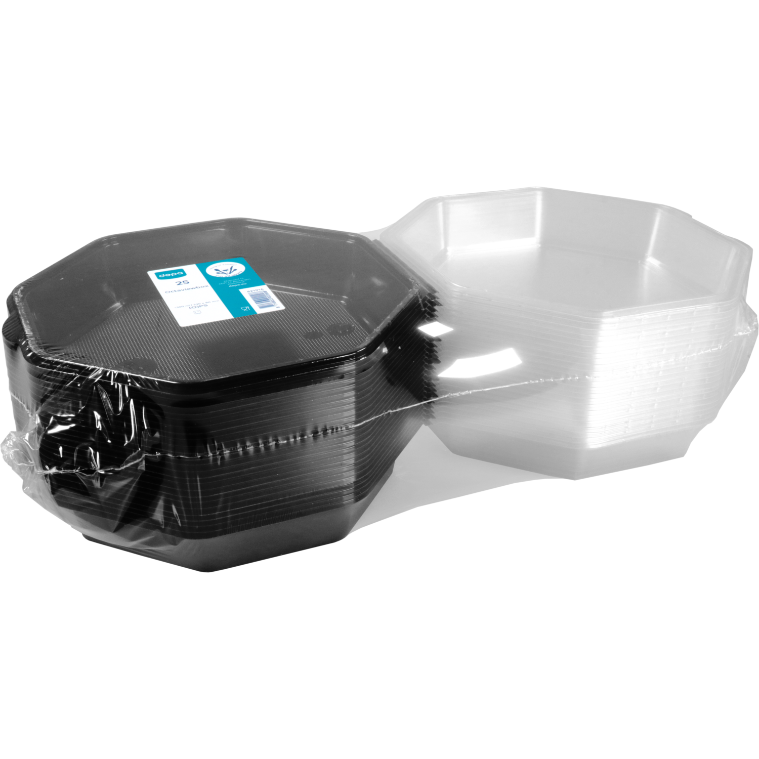 Depa Bak, PS, 1300ml, Ø230mm, octaviewbox, 80mm, zwart/transparant