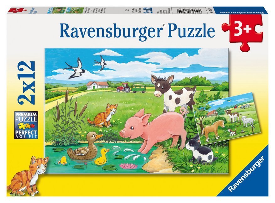Puzzle TIERKINDER AUF DEM LAND 2x12-teilig