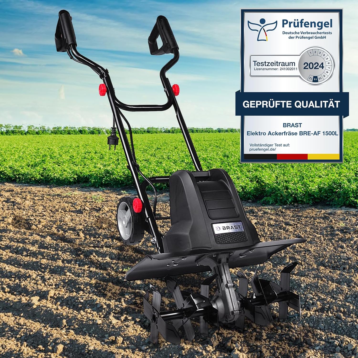 BRAST Motorhacke Gartenfräse Elektro | 1050-1800 Watt | 36-45cm Arbeitsbreite | 4 Modelle | Schutzblech Antiblockierkupplung & Sicherheitsschalter | für kleine bis große Grundstücke | BRE-AF 1500