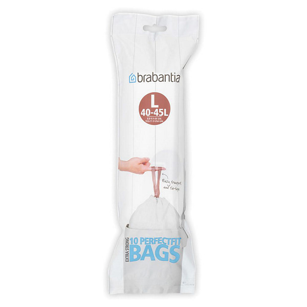 BRABANTIA Sacs poubelle plastique   - 45 L  - Blanc  - Rouleau de 10