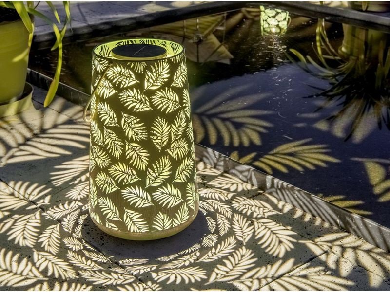 STT Laterne Solar Antic Bamboo, Ø 28 x 46 cm, Grün Solarleuchte zum Aufstellen oder Aufhängen