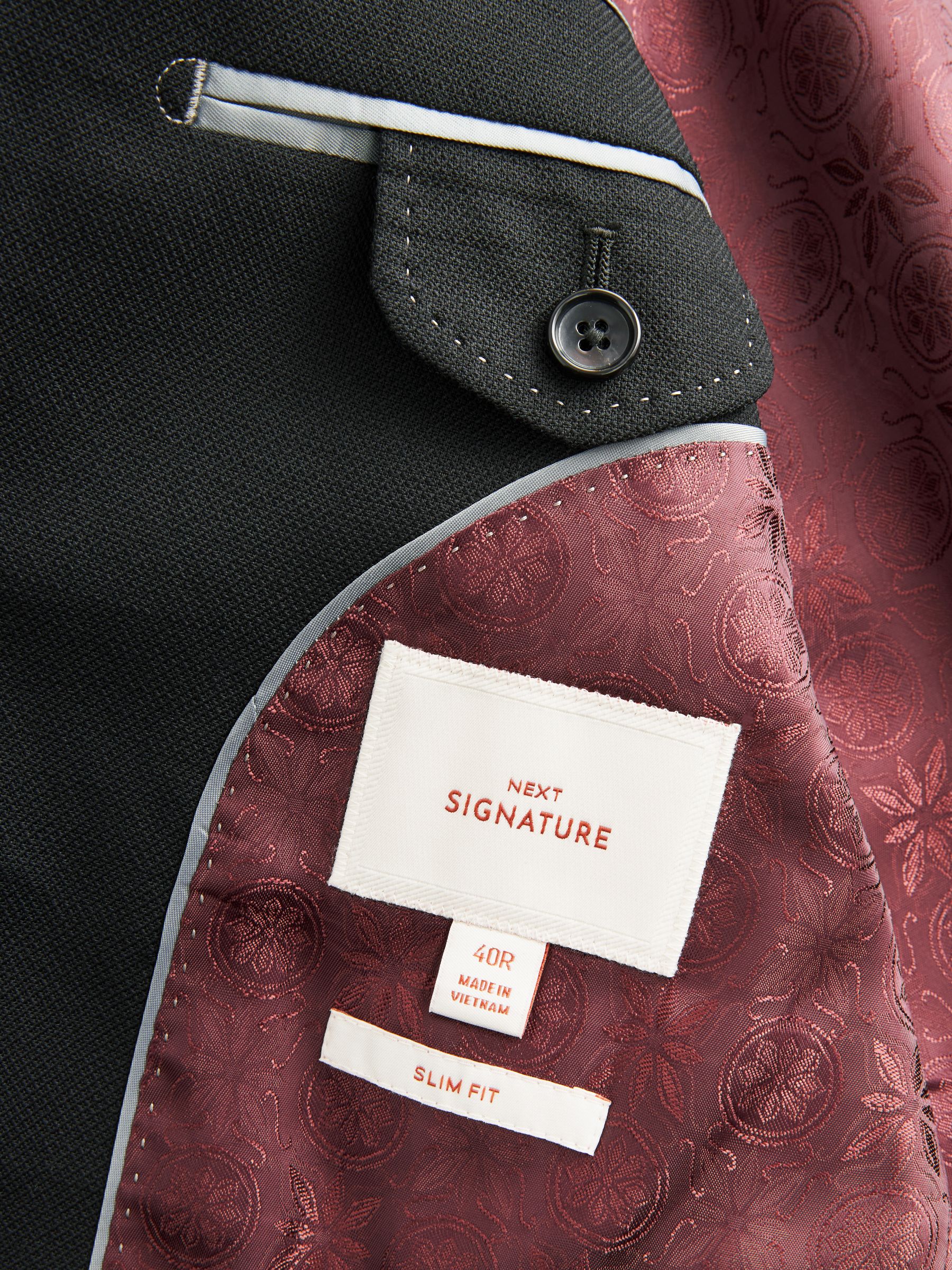 Zwart - Signature getextureerd slim-fit kostuumjasje van Italiaanse Tollegno-wol