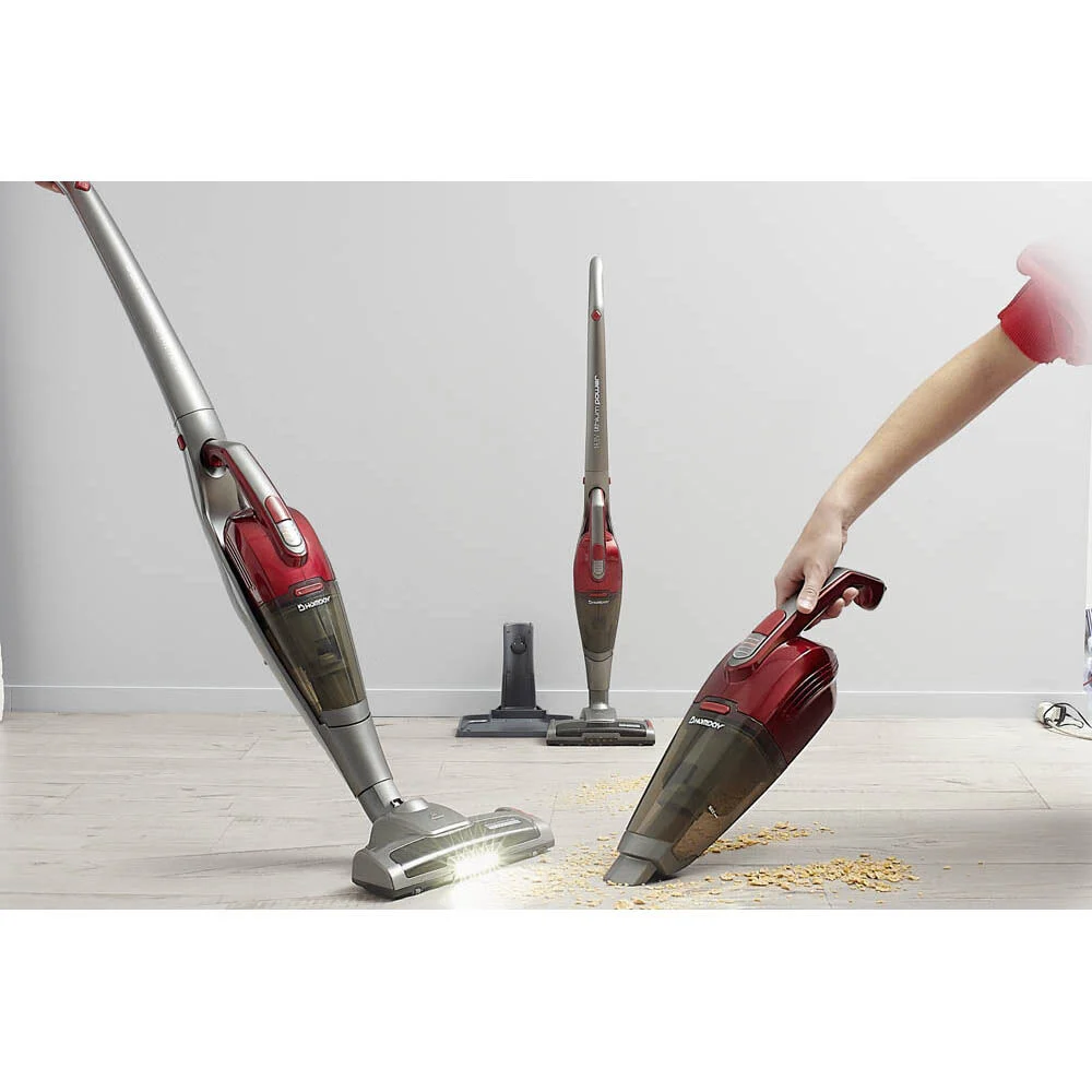 Aspirateur balai sans sac 2 en 1 gris et rouge Homday