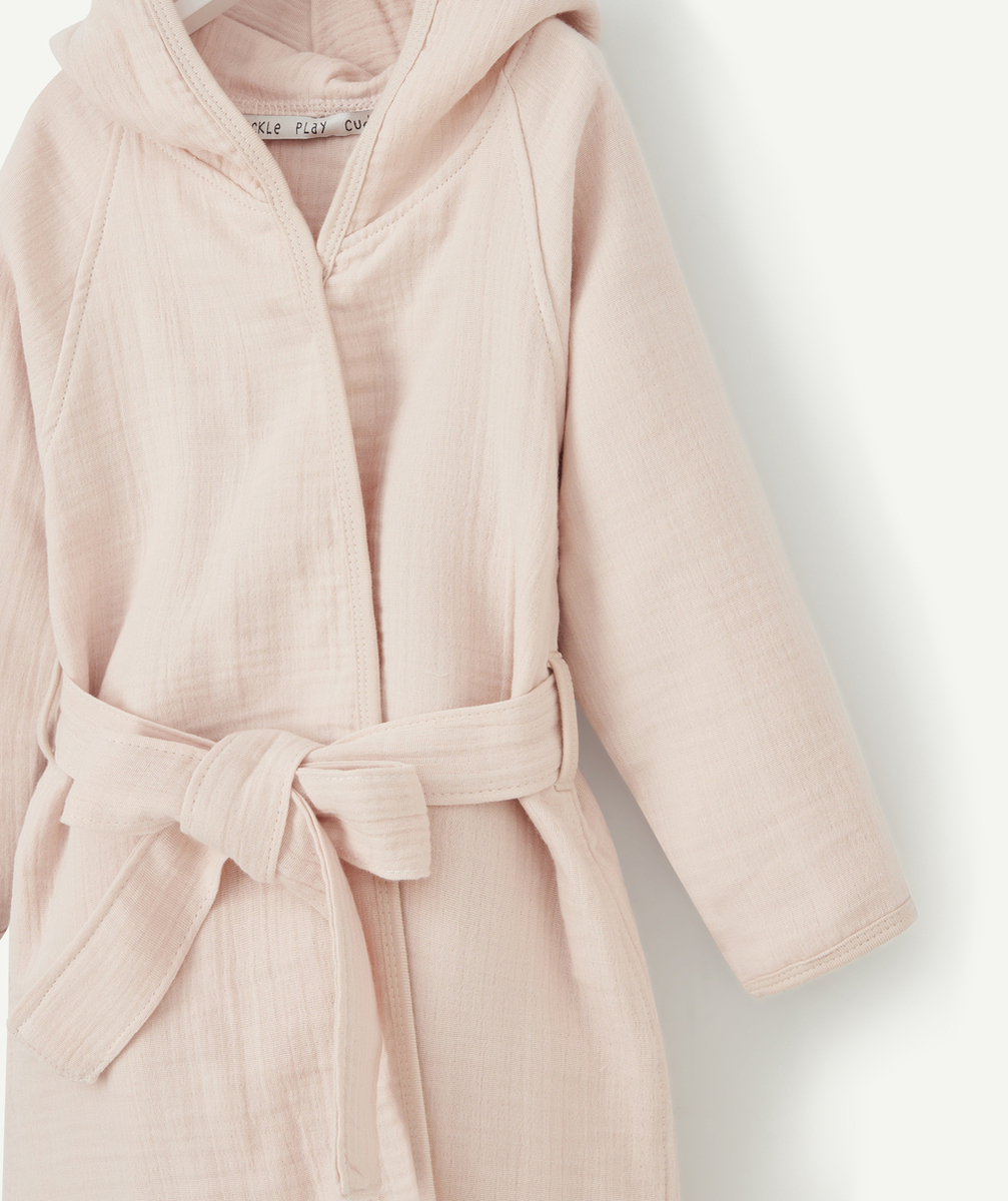 LASSIGPEIGNOIR BÉBÉ EN GAZE DE COTON ROSE POUDRÉ