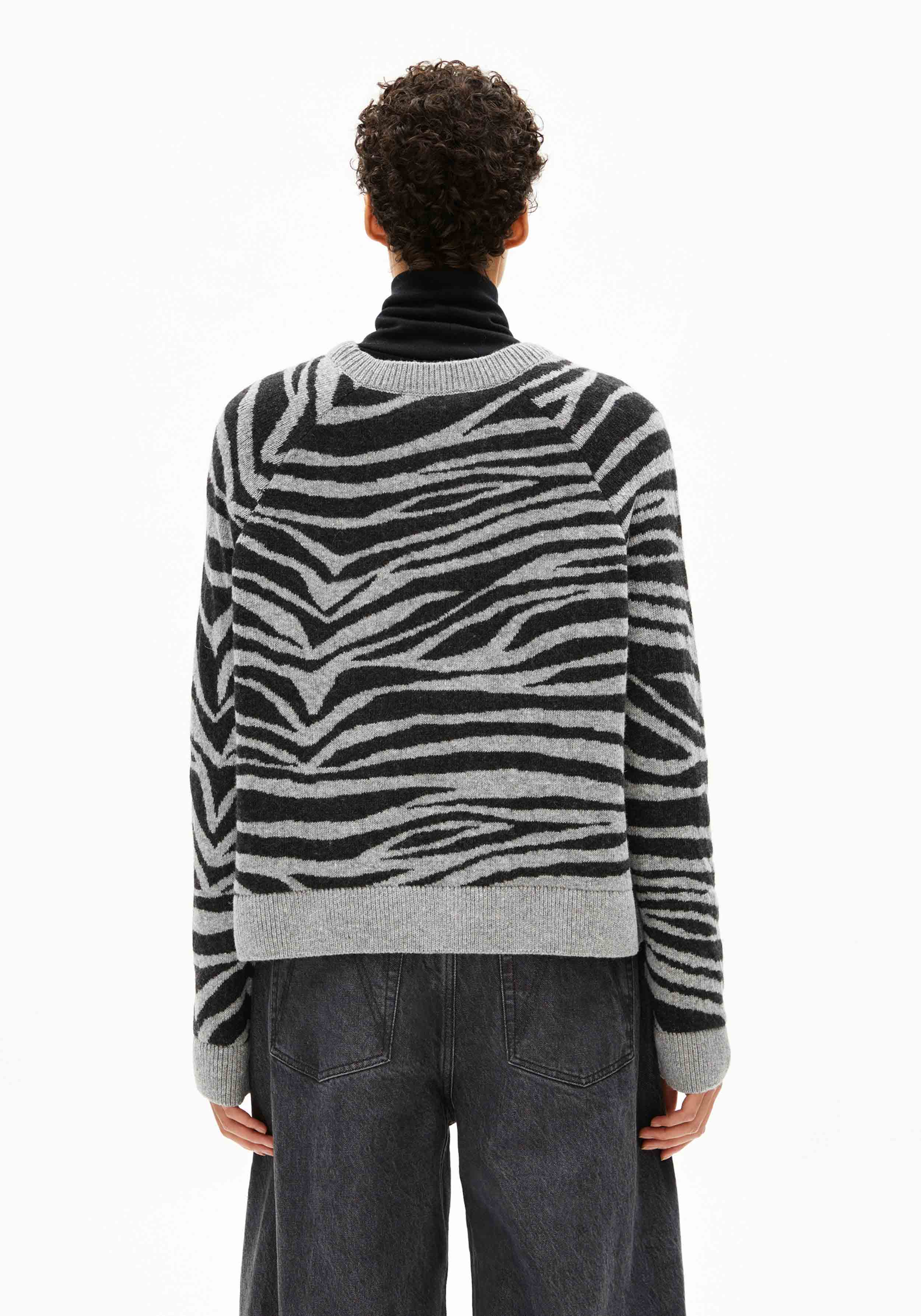 Armedangels Strickpullover Liliriaa Zebraraa Silver Melange-Steel Melange