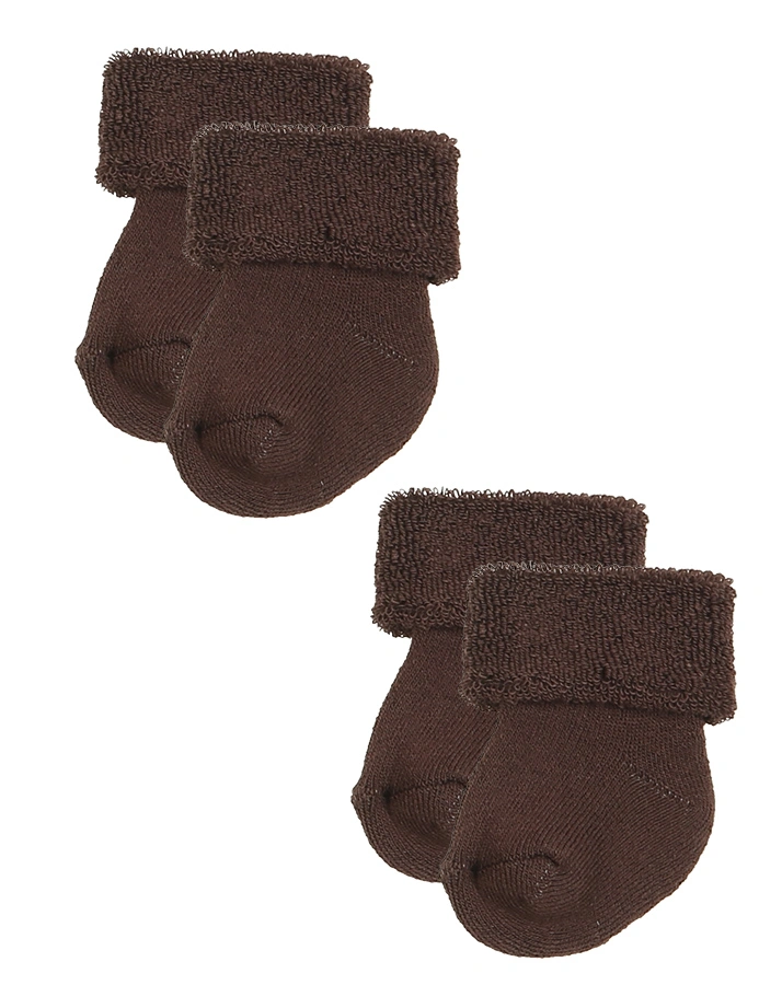 Erstlings-Socken UNI mit Frottee 6er-Pack in toffee/braun