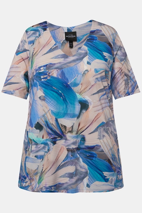 Slinkyshirt, A-Linie, V-Ausschnitt, Halbarm