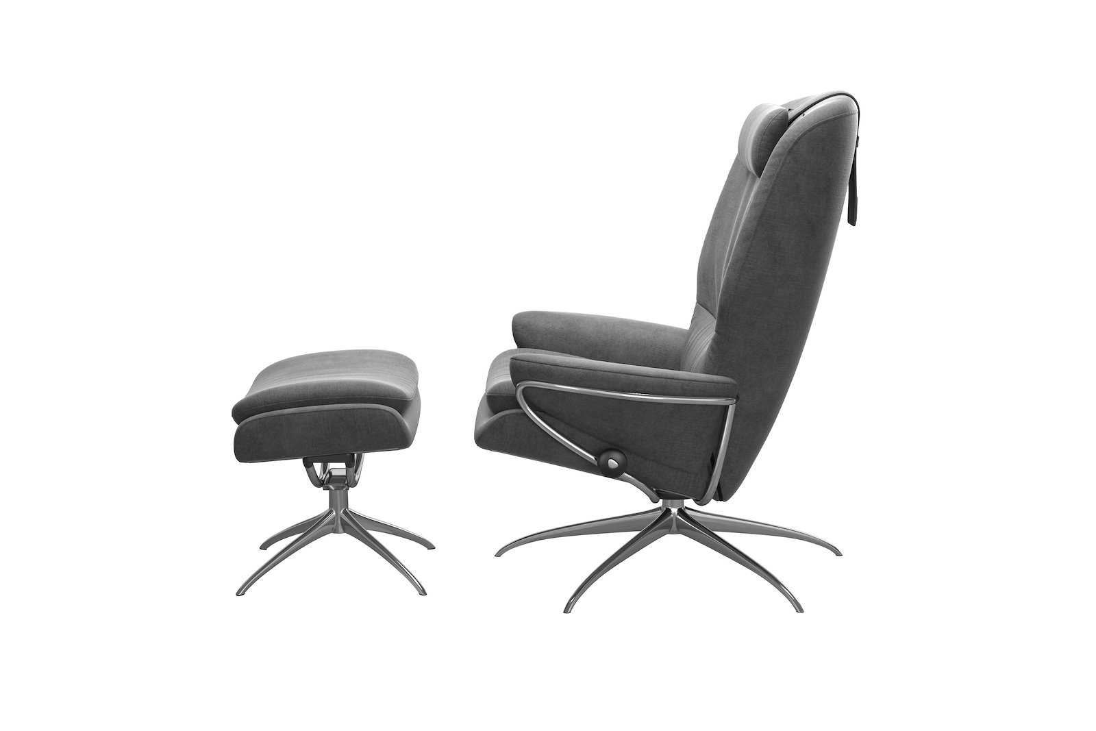 Rome lenestol m/krakk Tekstil Magnolia Light Grey - Star - Chrome