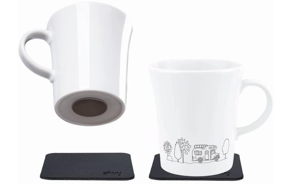 Porzellan Magnet-Henkel-Tassen Set CampingKlassische, standsichere Tassen aus Porzellan