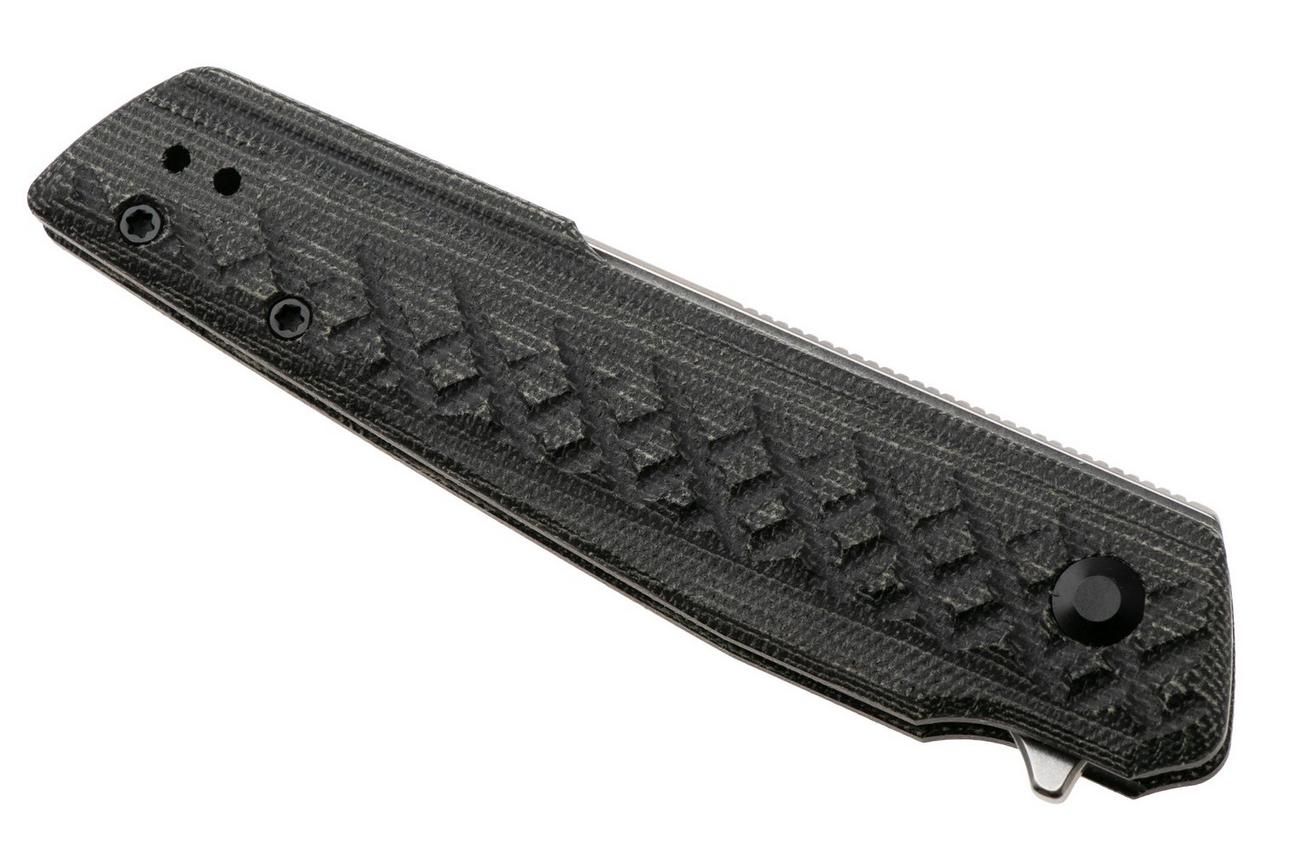 Kizer Skinner V3725A2, Stonewashed Nitro-V, Black Micarta zakmes, Maciej Torbé design