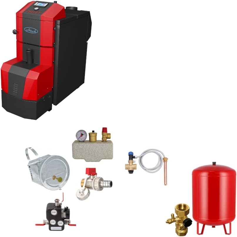 Attack Pelletkessel 30 Automatic Plus 30 kW Edelstahl Rot Pellet Pelletofen Heizt Flächen bis zu 185 m²