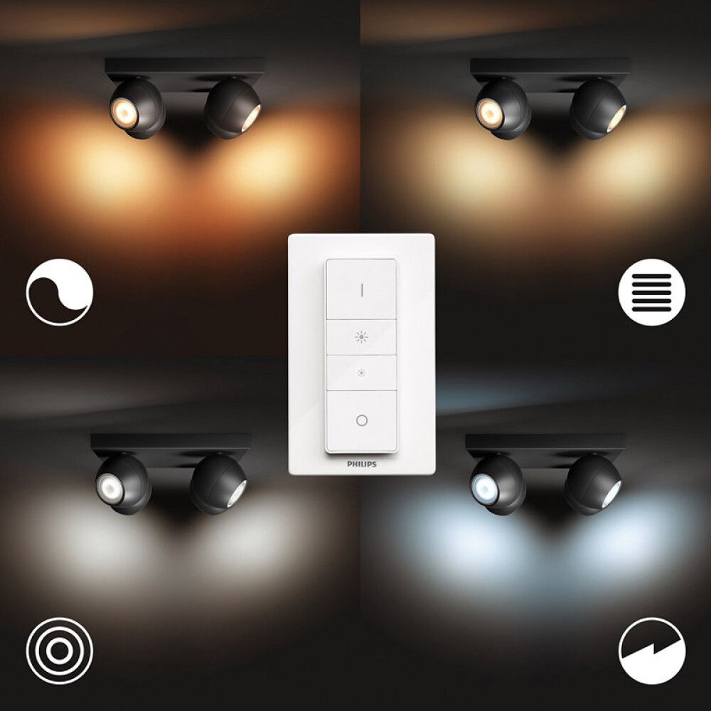 TAKSPOTLIGHT PHILIPS HUE BUCKRAM 4 LAMPER SVART