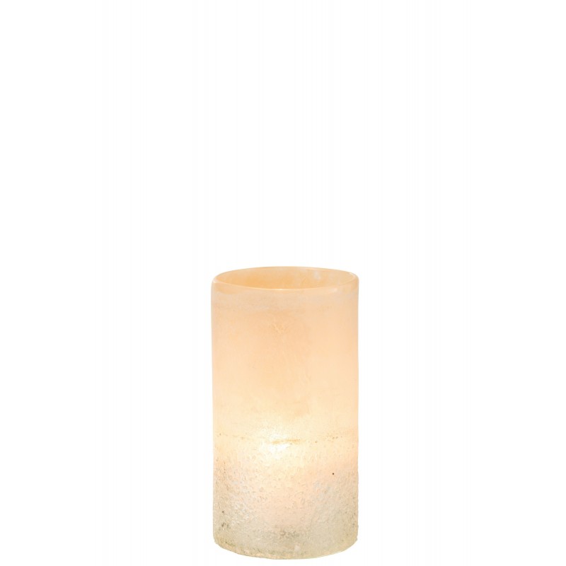 Vase cylindre en verre beige 12x12x23 cm