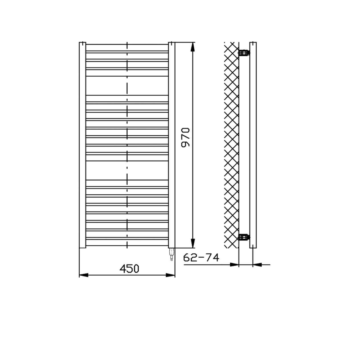 Sapho Tondi elektrische radiator wit 45x97cm 300W