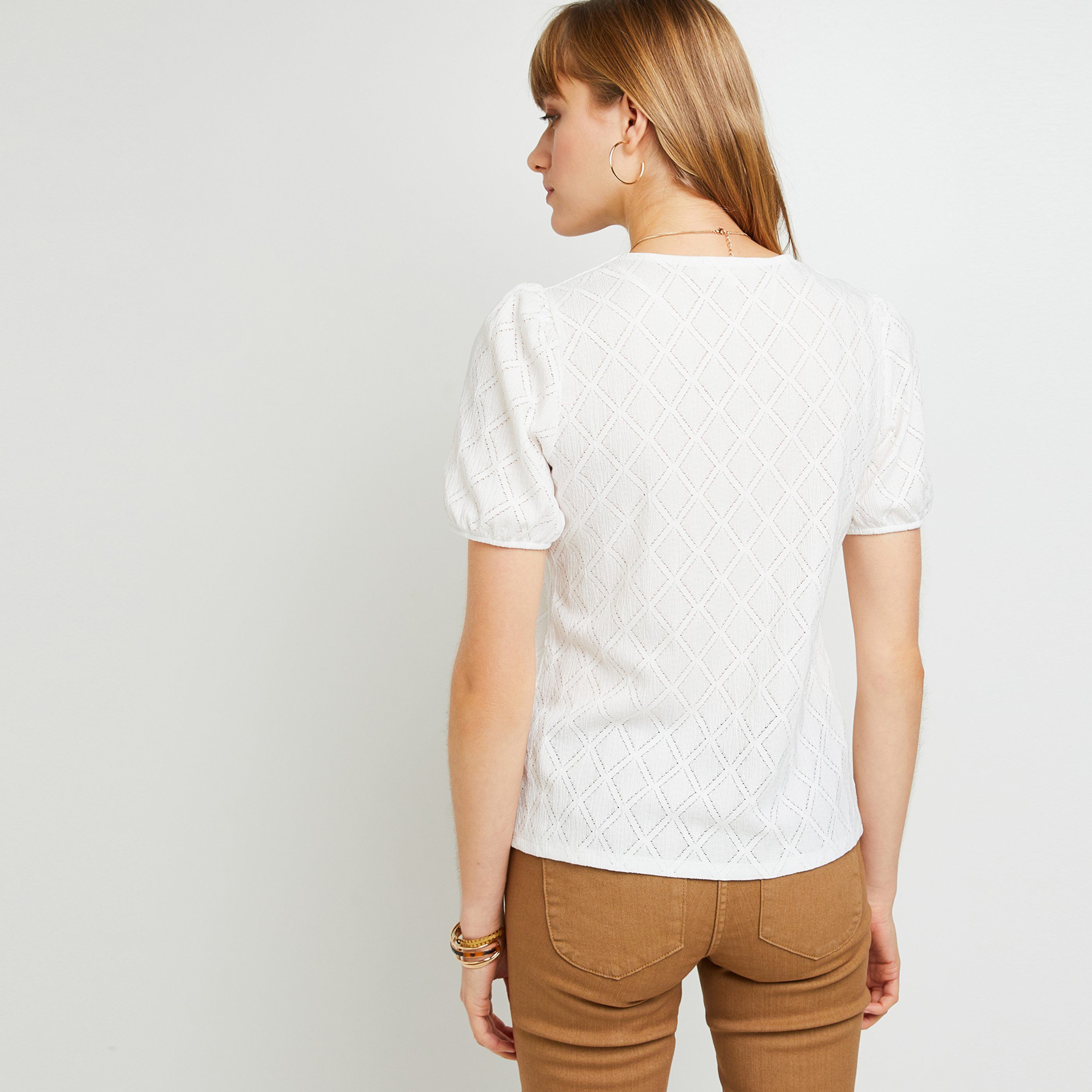 Tshirt ajouré femme - BLANC