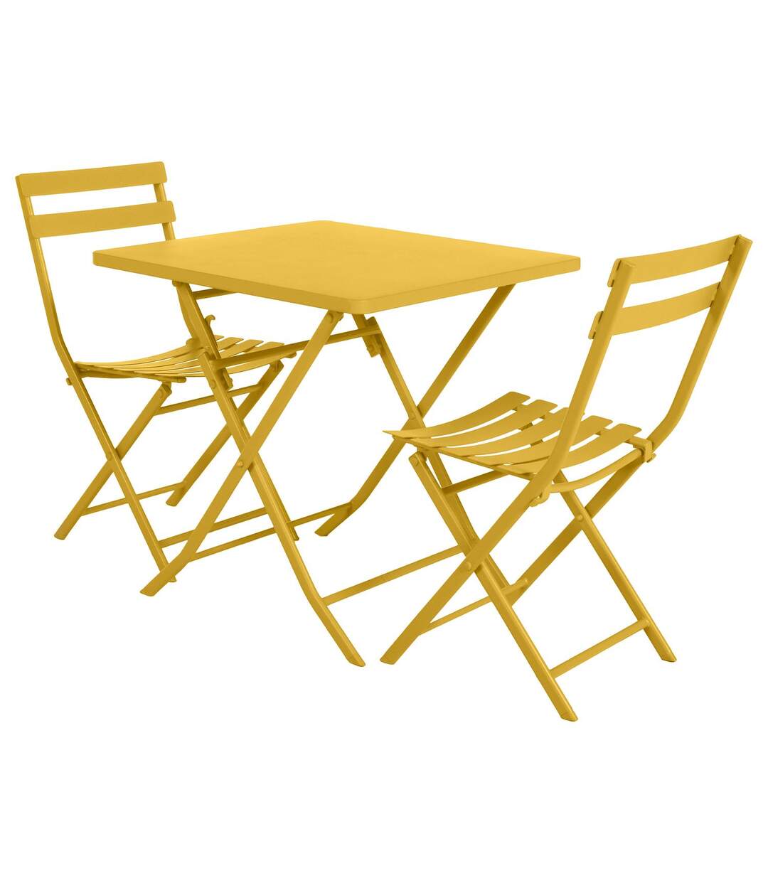 Table de jardin pliante carrée Greensboro - 2 Places - Jaune moutarde