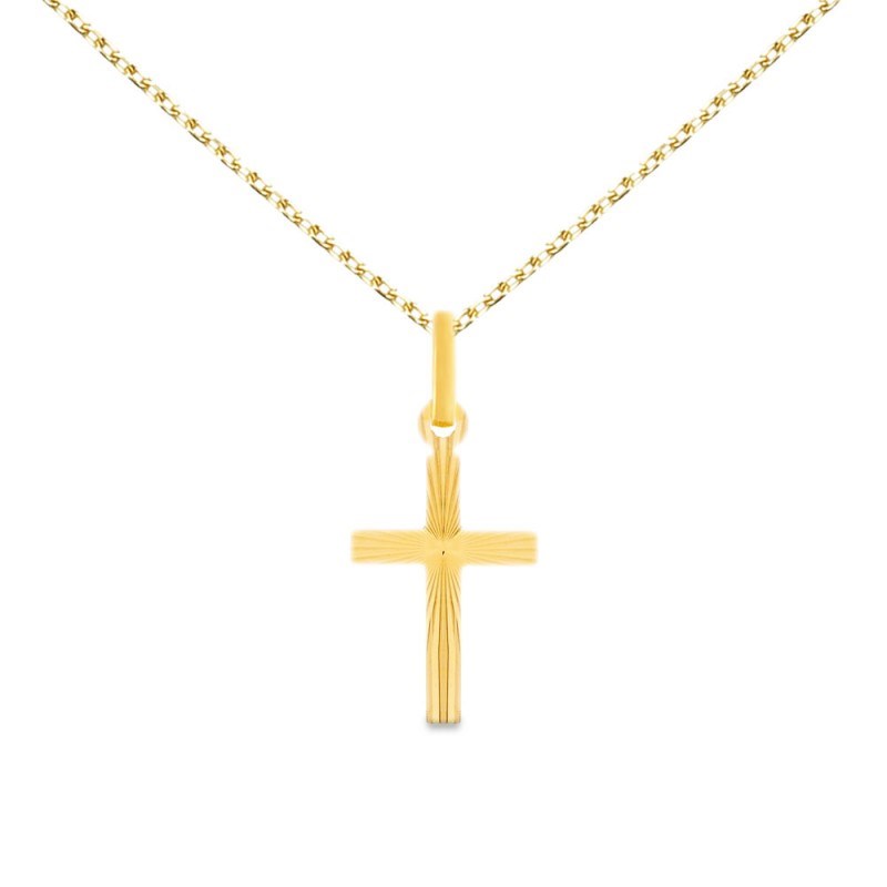 Collier - Médaille Croix Or 18 Carats 750/000 Jaune - Chaine Dorée