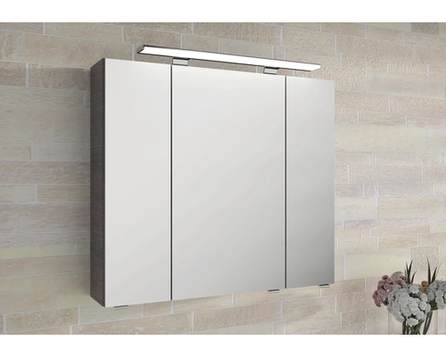 Jungborn spiegelkast VENTITRE 80 x 17 x 70,3 cm grafiet structuur horizontaal 3-deurs J850.198050