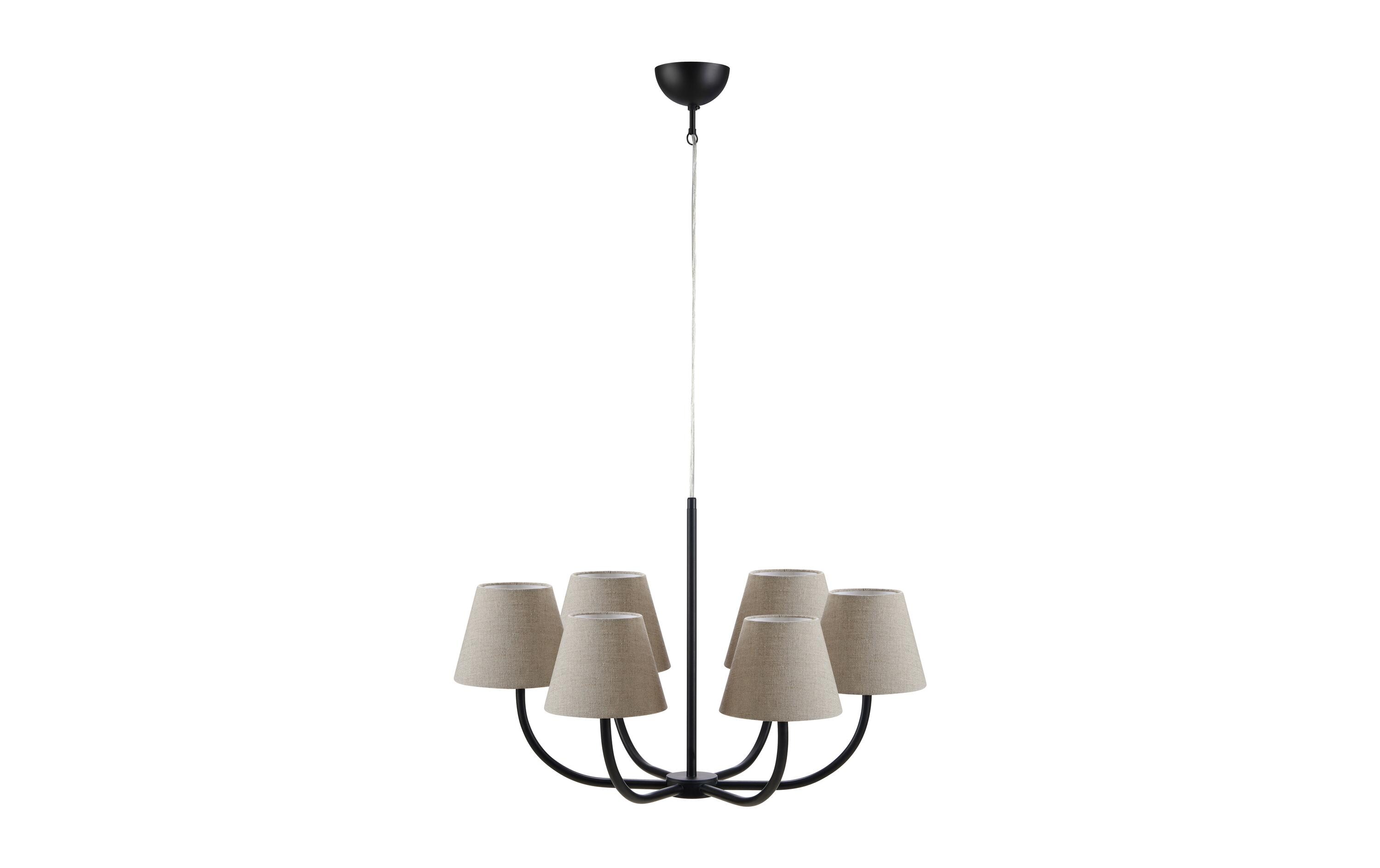 Pendelleuchte Cozy 6L Schwarz<br>Leuchte mit Textilschirmen