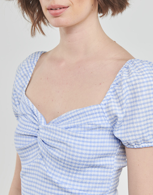 Guess - SS LAZIZE KNOT TOP - Blanc / Bleu