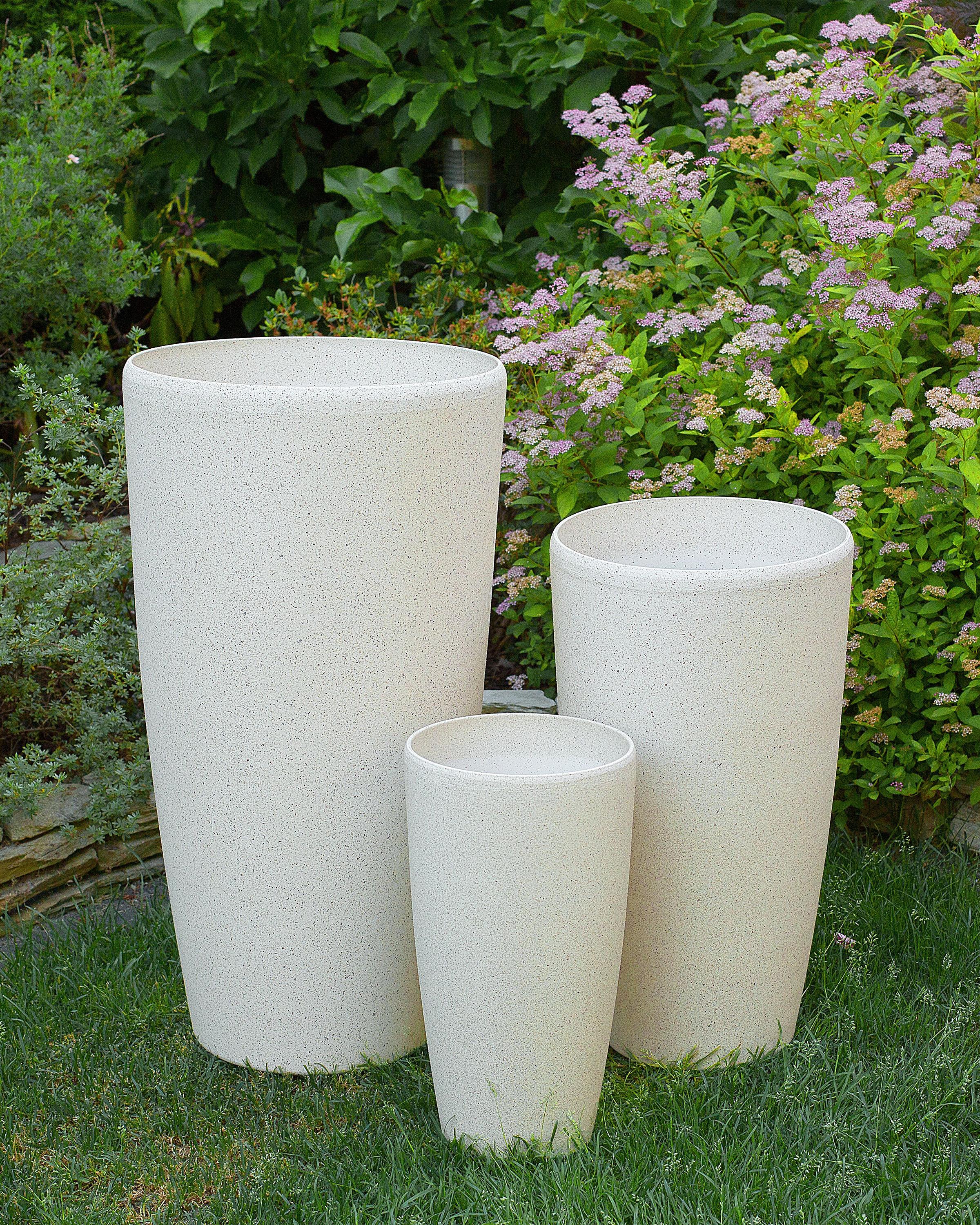 Set van 2 bloempotten ABDERA 31 cm Lichtbeige