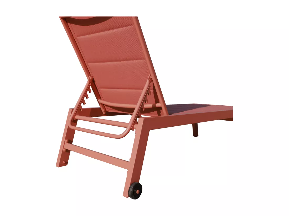 Lot de 2 bains de soleil BARBADOS en textilène terracotta - aluminium terracotta - HAPPY GARDEN