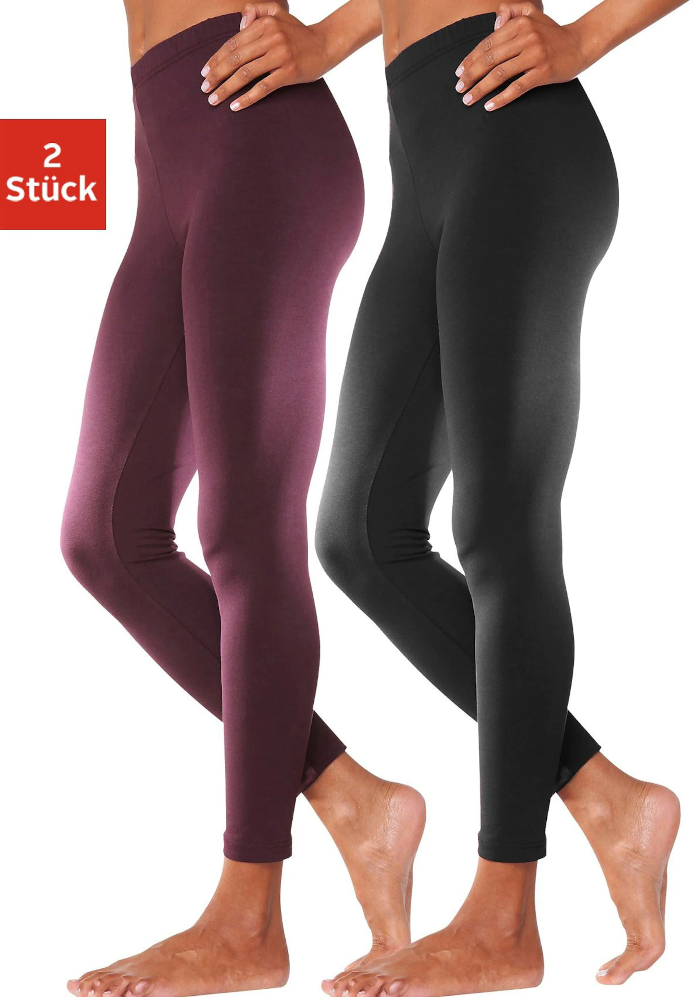 Leggings in beere, schwarz