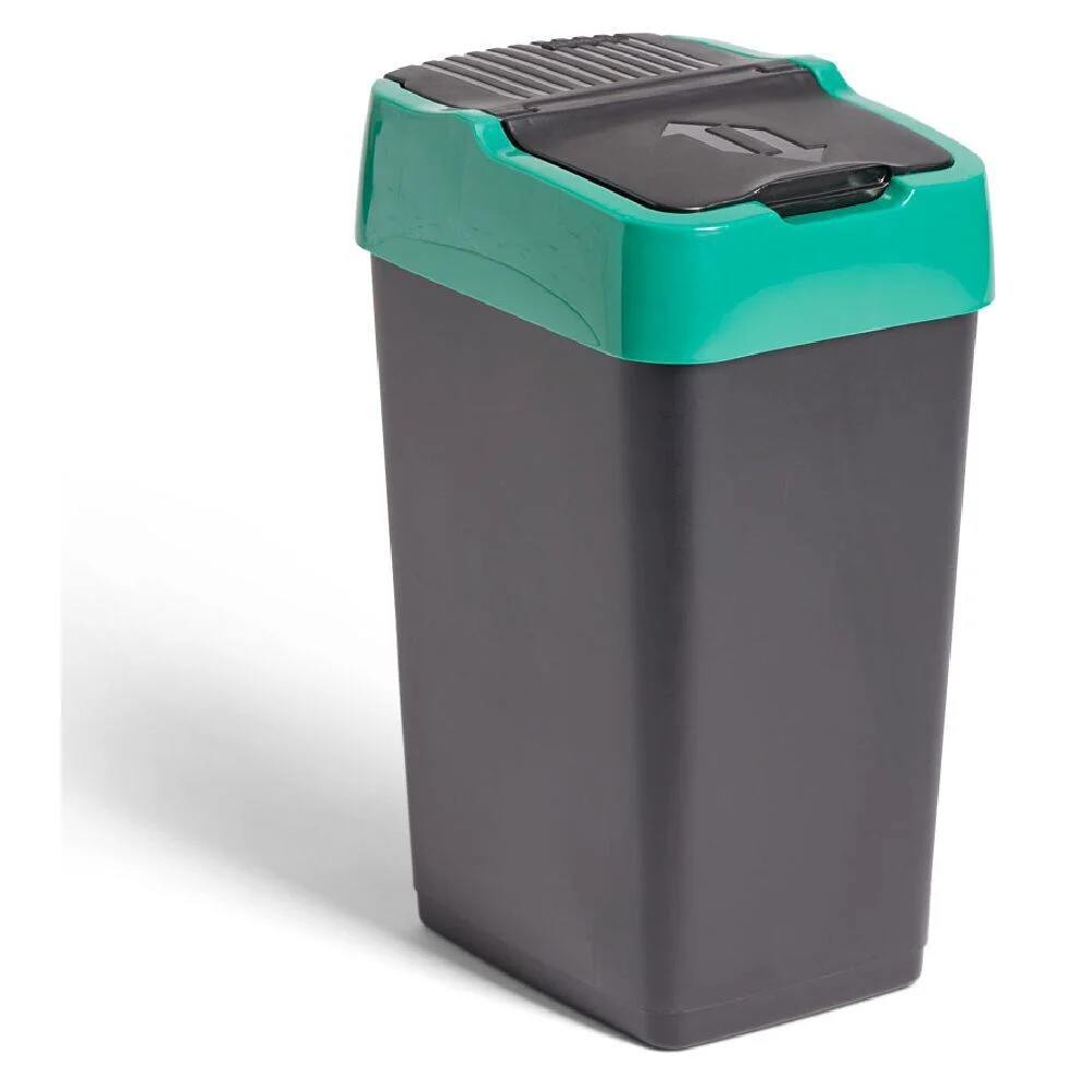 Poubelle de tri pour verre 18L plastique vert et noir