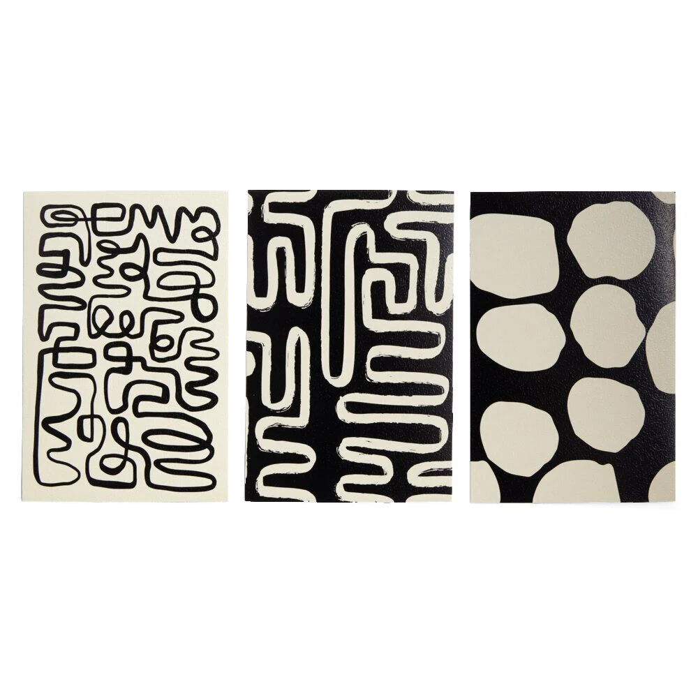 Lot de 3 affiches papier noir et beige 10x15cm