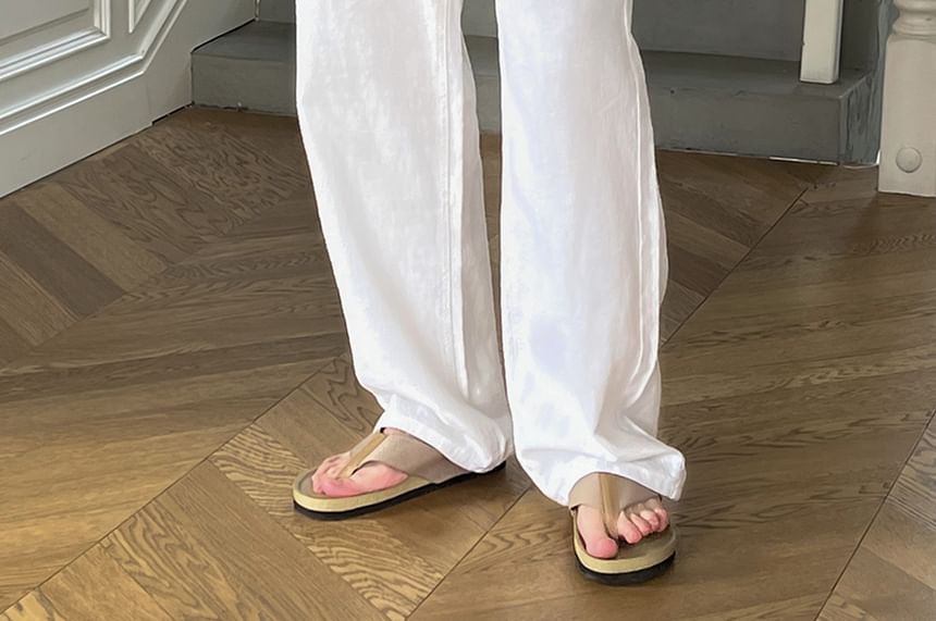 Orungeetun - Mid Rise Plain Wide Leg Pants